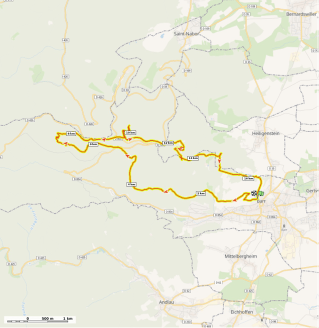 Barr - Sommet Kienberg - Landsberg / 16 km / dénivelé + 750m / Diff Moyenne