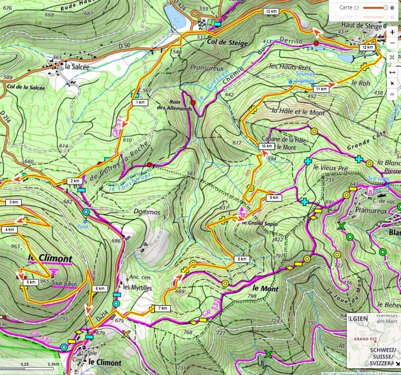 Col de Steige - Climont / 14 km / 680 m / Diff difficile